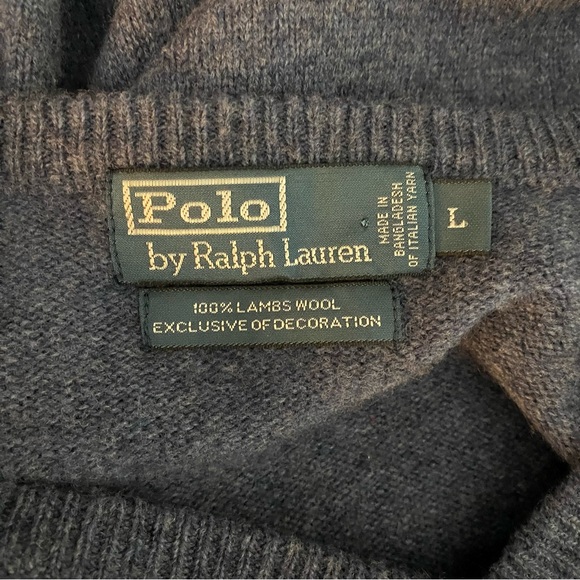 Polo by Ralph Lauren Lambs Wool V-Neck Men's Sweater Size Large - Picture 4 of 7